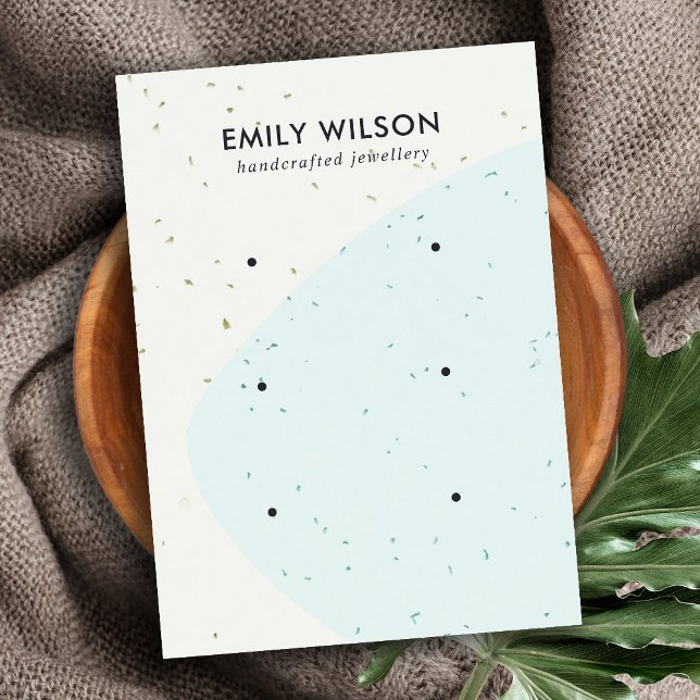 ABSTRAKT CERAMIC BLUE WAVE 3 STUD EARRING VISNING VISITKORT (Skapare uppladdad)