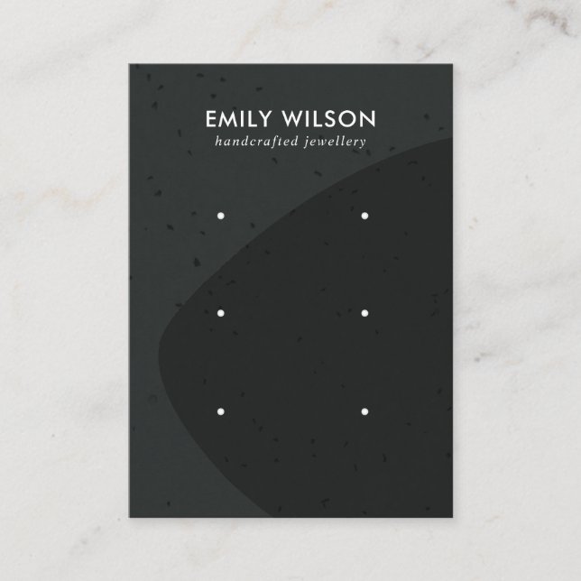 ABSTRAKT CERAMIC GRÅTT BLACK 3 STUD EARRING VISNIN VISITKORT (Framsida)