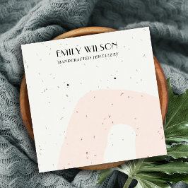 ABSTRAKT CERAMIC  PEACH STUD EARRING VISNING FYRKANTIGT VISITKORT