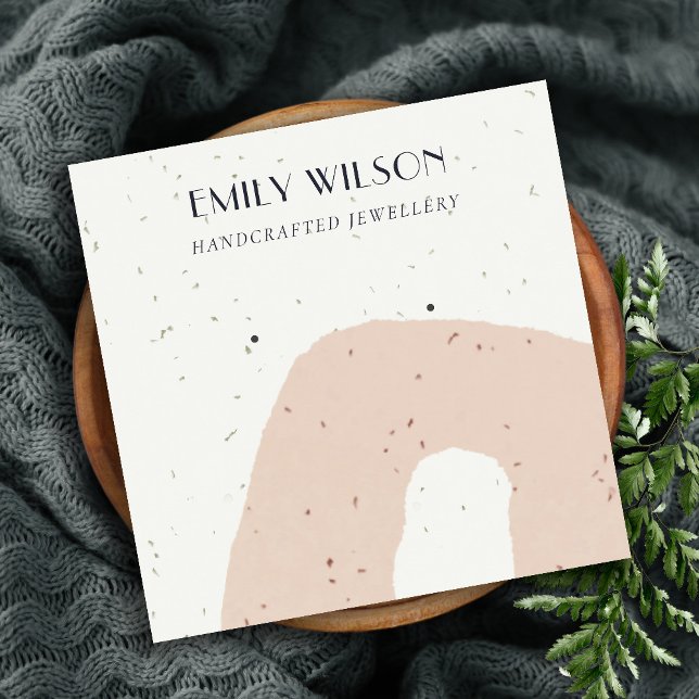 ABSTRAKT CERAMIC  PEACH STUD EARRING VISNING FYRKANTIGT VISITKORT (Skapare uppladdad)