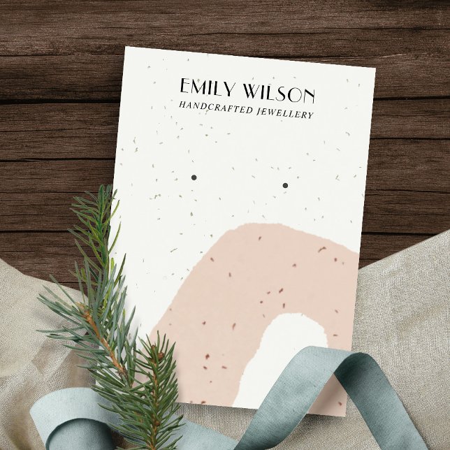 ABSTRAKT CERAMIC  PEACH STUD EARRING VISNING VISITKORT (Skapare uppladdad)