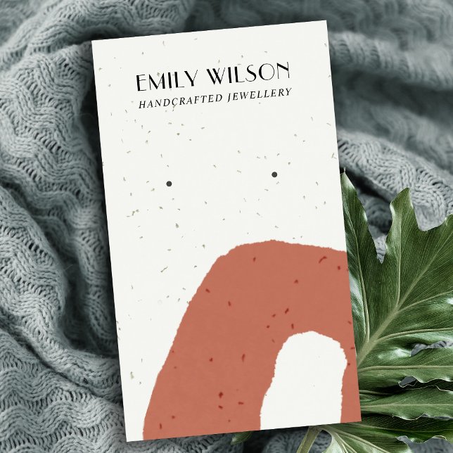 ABSTRAKT CERAMIC  PEACH STUD EARRING VISNING VISITKORT (Skapare uppladdad)