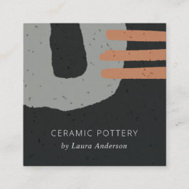 ABSTRAKT CERAMIC STRUKTUR BLACK GRÅTT RUST SPECKEL FYRKANTIGT VISITKORT