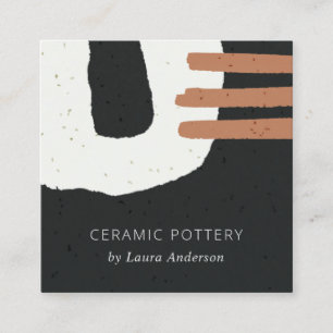 ABSTRAKT CERAMIC STRUKTUR BLACK WHITE RUST SPECKEL FYRKANTIGT VISITKORT
