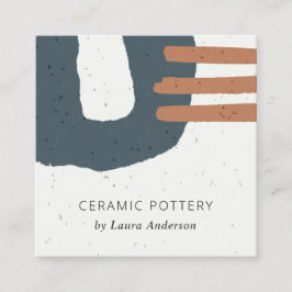 ABSTRAKT CERAMIC STRUKTUR BLUE BLACK RUST SPECKELL FYRKANTIGT VISITKORT