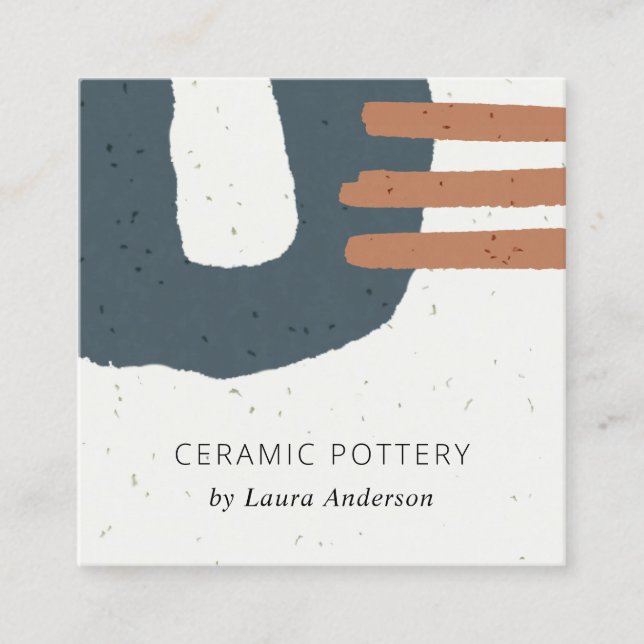 ABSTRAKT CERAMIC STRUKTUR BLUE BLACK RUST SPECKELL FYRKANTIGT VISITKORT (Framsida)