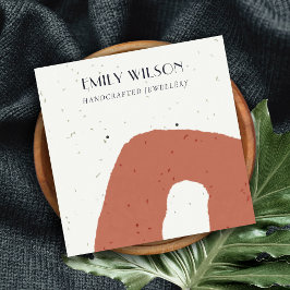 ABSTRAKT CERAMIC TERRACOTTA STUD EARRING VISNING FYRKANTIGT VISITKORT