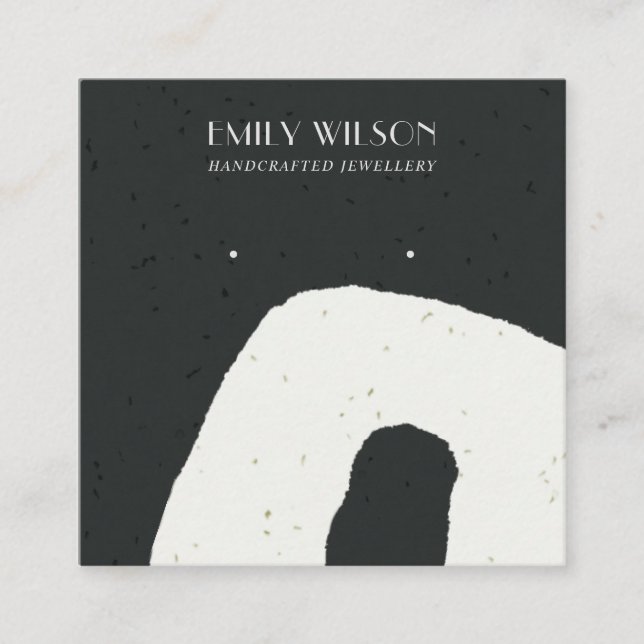ABSTRAKT CERAMISK SVART VITTSTUD VID VARANDE VISNI FYRKANTIGT VISITKORT (Framsida)
