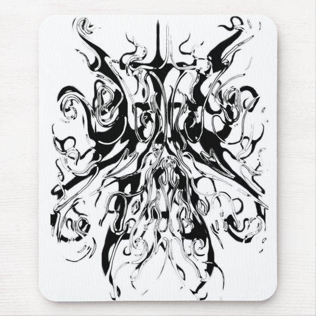 Abstrakt Chaos-stamdesign - svartvitt Musmatta (Framsidan)