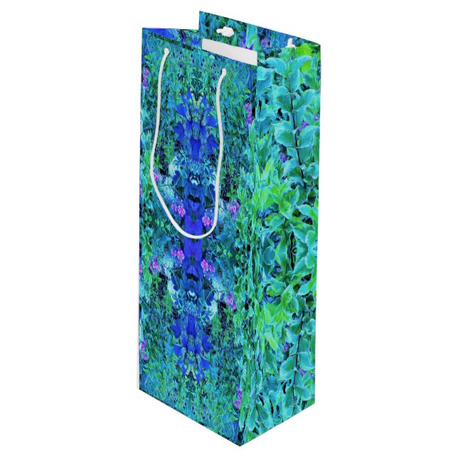 Abstrakt Chartreuse och Blue Foliage Mönster (Framsidan Vinklad)