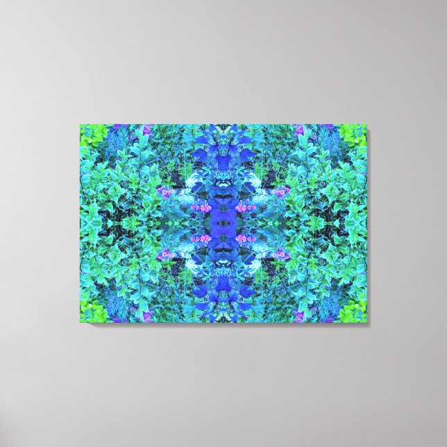 Abstrakt Chartreuse och Blue Foliage Mönster Canvastryck (Framsida)