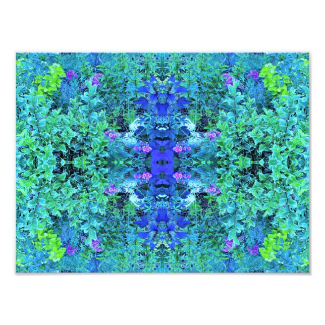 Abstrakt Chartreuse och Blue Foliage Mönster Fototryck (Framsidan)