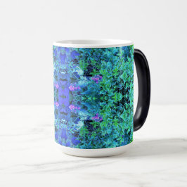 Abstrakt Chartreuse och Blue Foliage Mönster Magisk Mugg