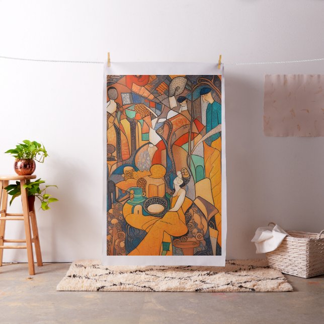 Abstrakt Cheater Quilt Panel i Leo Gestel stil Tyg (In Situ)