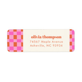 Abstrakt Checker Rosa Orange  Shower Returadress Returadress Etikett