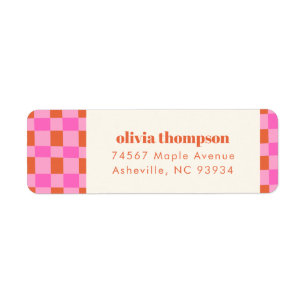 Abstrakt Checker Rosa Orange  Shower Returadress Returadress Etikett