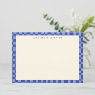 Abstrakt Checkerboard Blue Personlig Stationery Anteckningskort