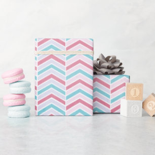 Abstrakt Cherry och Blue Faded Chevron Mönster Presentpapper