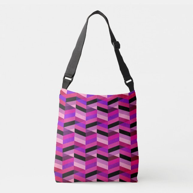 Abstrakt Chevron/Herringbone | Lila och våldsam Axelväska (Framsida)