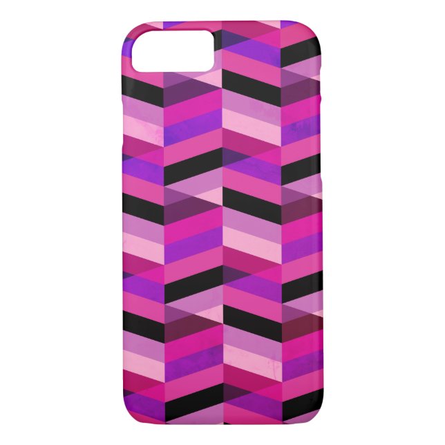 Abstrakt Chevron/Herringbone | Lila och våldsam Case-Mate iPhone Skal (Baksida)
