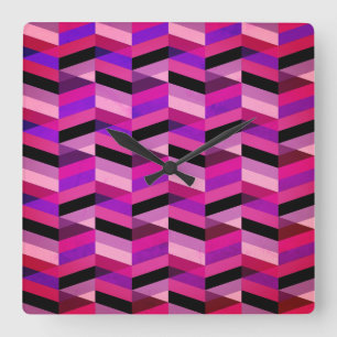 Abstrakt Chevron/Herringbone Lila och våldsam Fyrkantig Klocka