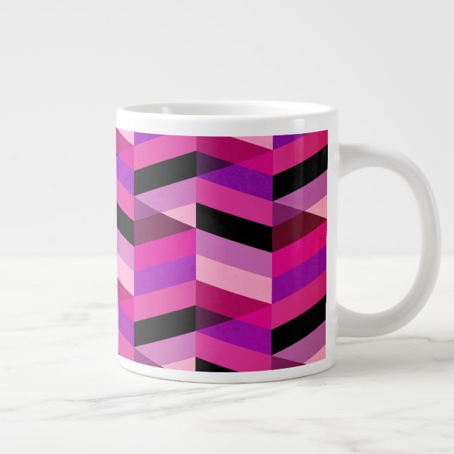 Abstrakt Chevron/Herringbone | Lila och våldsam Jumbo Mugg (Höger)