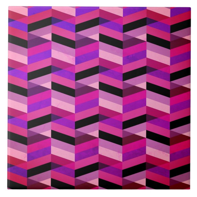 Abstrakt Chevron/Herringbone | Lila och våldsam Kakelplatta (Framsidan)