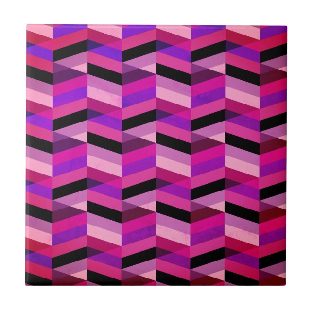 Abstrakt Chevron/Herringbone | Lila och våldsam Kakelplatta (Framsidan)