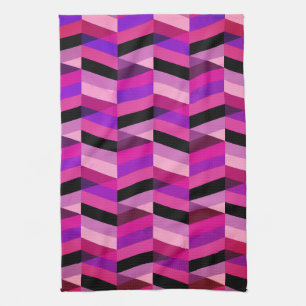 Abstrakt Chevron/Herringbone   Lila och våldsam Kökshandduk
