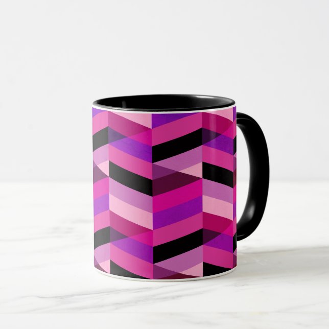 Abstrakt Chevron/Herringbone | Lila och våldsam Mugg (Framsida höger)