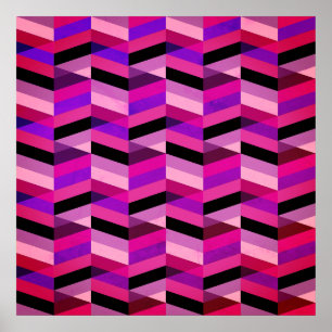 Abstrakt Chevron/Herringbone Lila och våldsam Poster