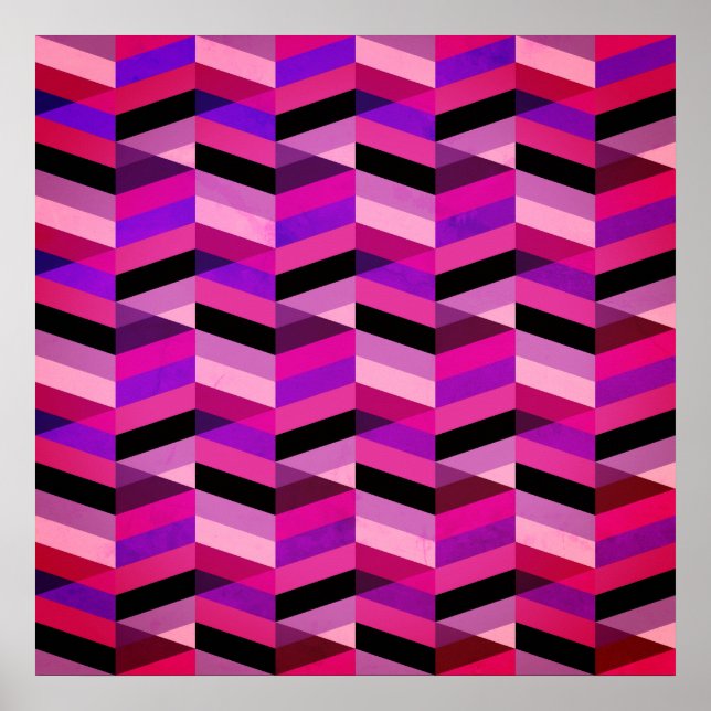 Abstrakt Chevron/Herringbone | Lila och våldsam Poster (Framsidan)
