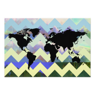 abstrakt Chevron karta of the world Fototryck