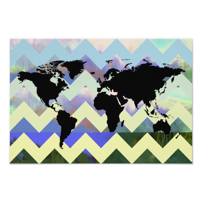 abstrakt Chevron karta of the world Fototryck (Framsidan)