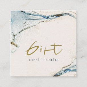 Abstrakt Chic Blue Guld Beachy Gift Certificate Fyrkantigt Visitkort