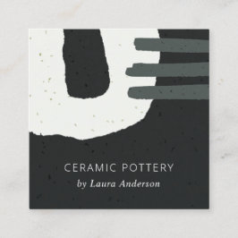 ABSTRAKT CHIC CERAMIC STRUKTUR BLACK WHITE SPECKEL FYRKANTIGT VISITKORT