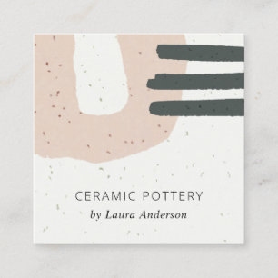 ABSTRAKT CHIC CERAMIC STRUKTUR PEACH-ROSA SPECKELL FYRKANTIGT VISITKORT