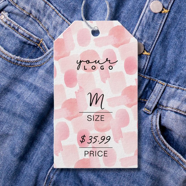 Abstrakt Chic  Rosa QR Garment Prisa Märkre Presentetikett (Abstract Chic Blush Pink QR Garment Price Tags)
