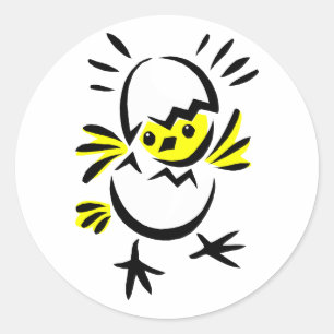 abstrakt chick som är halv ut ur ägget runt klistermärke