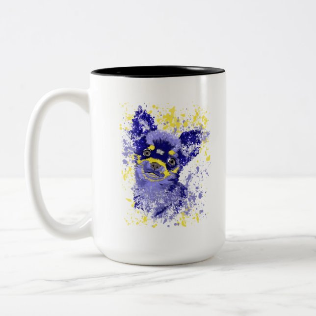 Abstrakt Chihuahua Två-Tonad Mugg (Vänster)