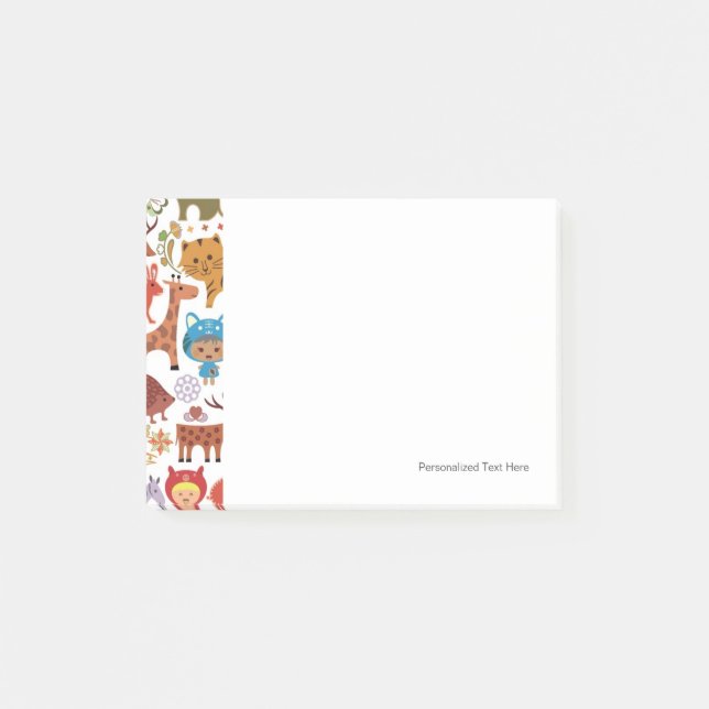 Abstrakt Child and Animals Mönster Post-it Block (Framsida)