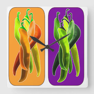 Abstrakt Chiles Wall Clock Fyrkantig Klocka