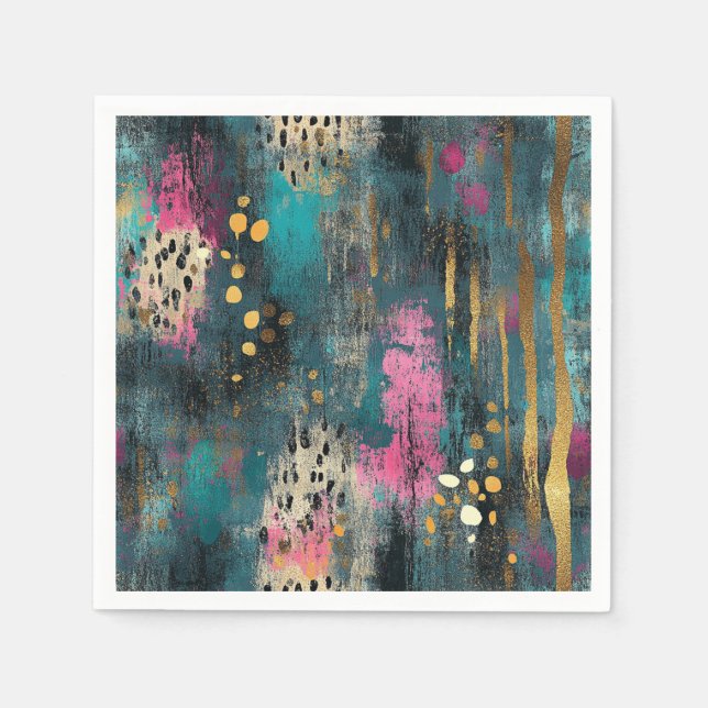 Abstrakt christmas teal rosa leopard mönster pappersservett (Framsidan)