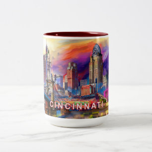Abstrakt Cincinnati Skyline Två-Tonad Mugg