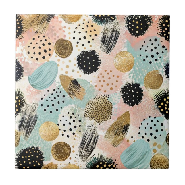 Abstrakt Circle Mönster - med Glitter & Speckles 2 Kakelplatta (Framsidan)