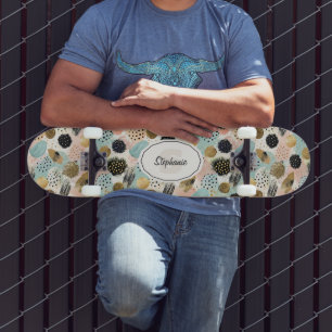 Abstrakt Circle Mönster - med Glitter & Speckles 2 Mini Skateboard Bräda 18,5 Cm