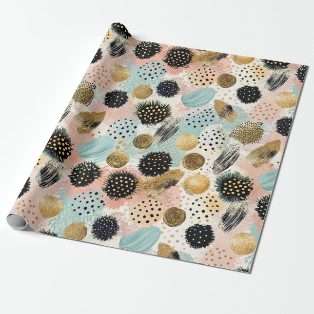 Abstrakt Circle Mönster - med Glitter & Speckles 2 Presentpapper (Utrullad)