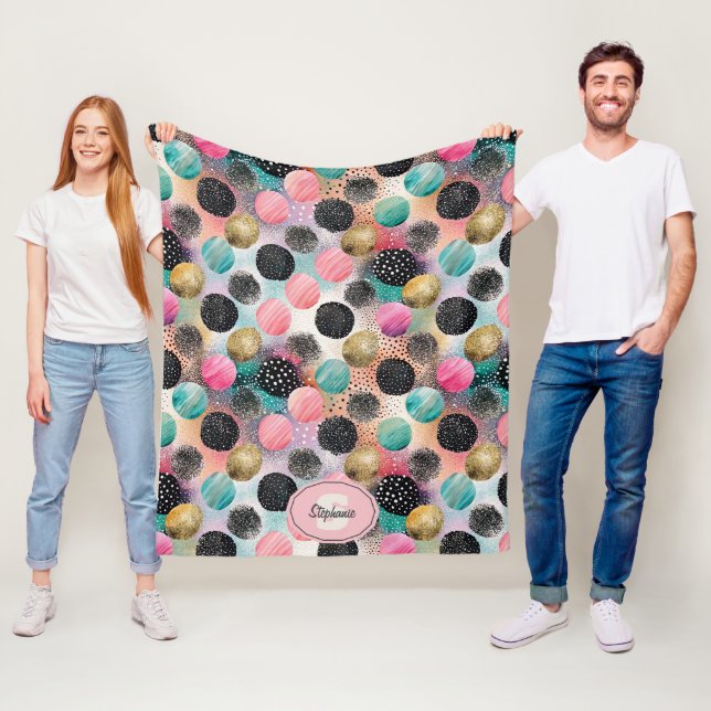 Abstrakt Circle Mönster - med Glitter & Speckles Fleecefilt (På plats)