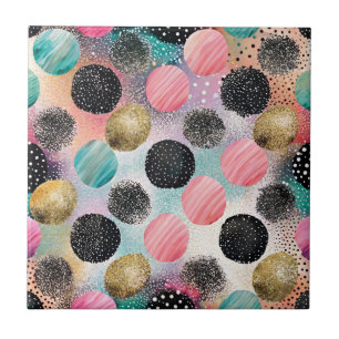 Abstrakt Circle Mönster - med Glitter & Speckles Kakelplatta