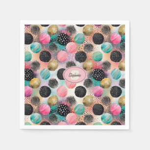 Abstrakt Circle Mönster - med Glitter & Speckles Pappersservett